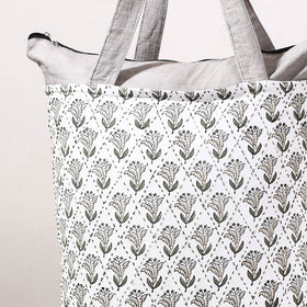  Kantha Work Block Print Cotton Shopping Bag 