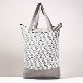  Kantha Work Block Print Cotton Shopping Bag 