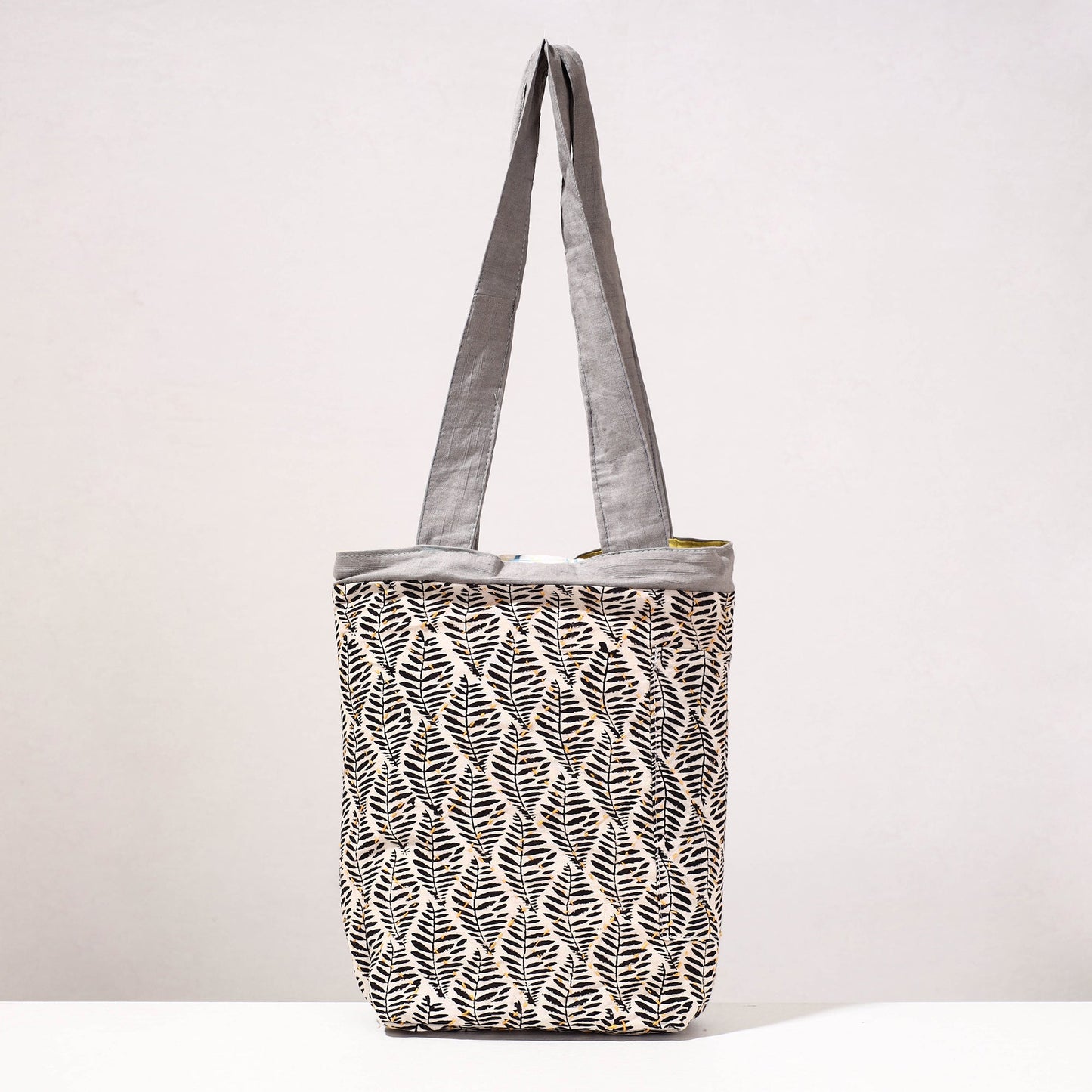 Black - Kantha Work Block Print Cotton Shoulder Bag