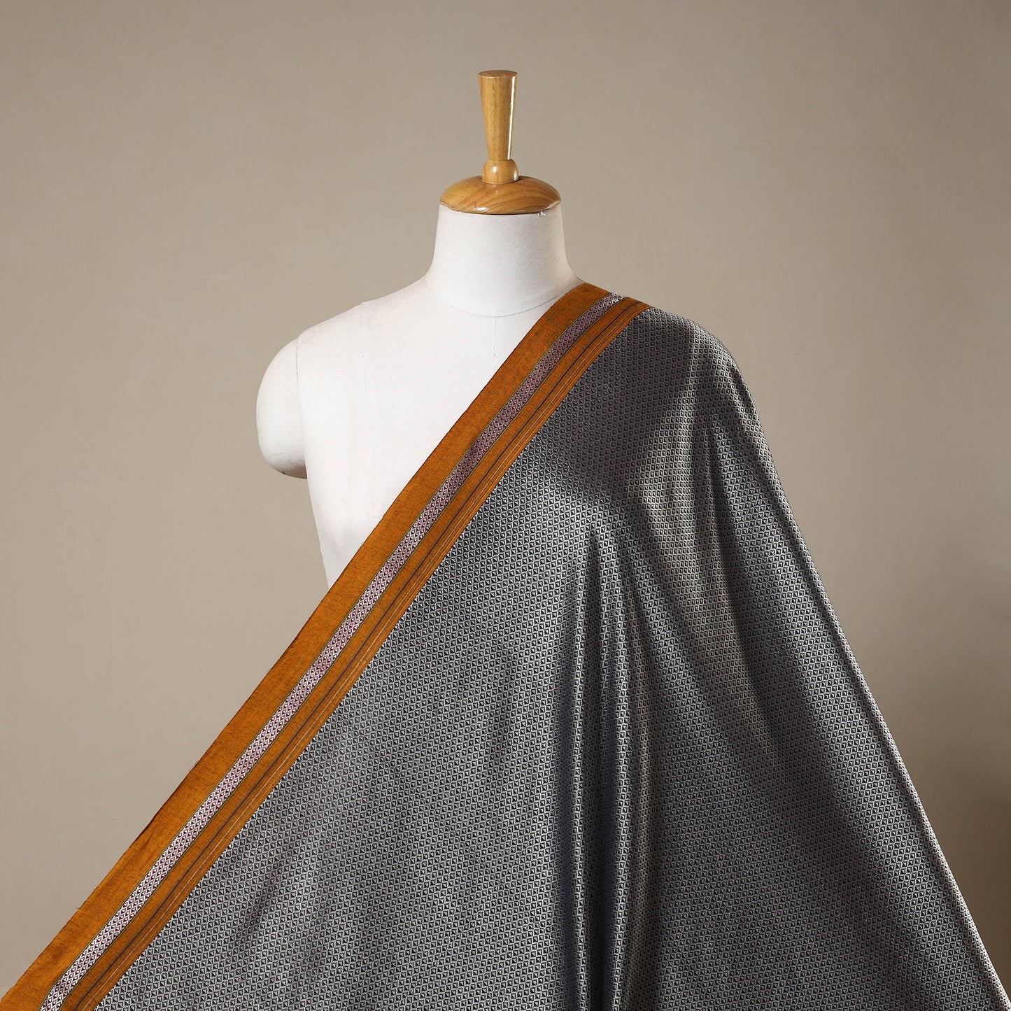 Grey Karnataka Weave Cotton Khun Fabric