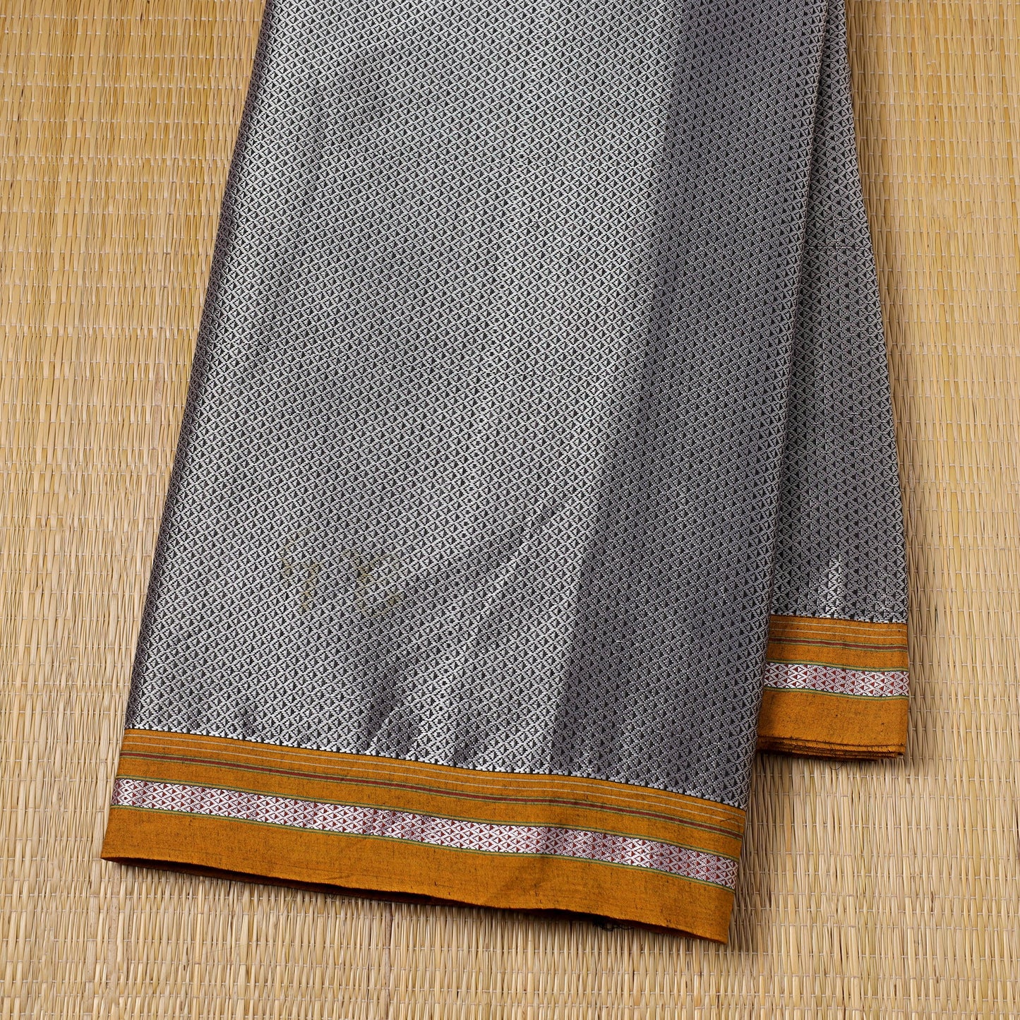 Grey Karnataka Weave Cotton Khun Fabric