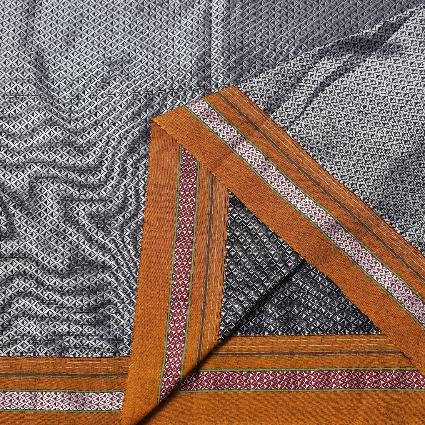 Grey Karnataka Weave Cotton Khun Fabric