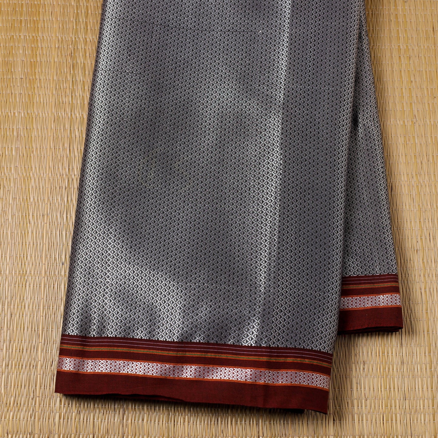 Grey Karnataka Weave Cotton Khun Fabric