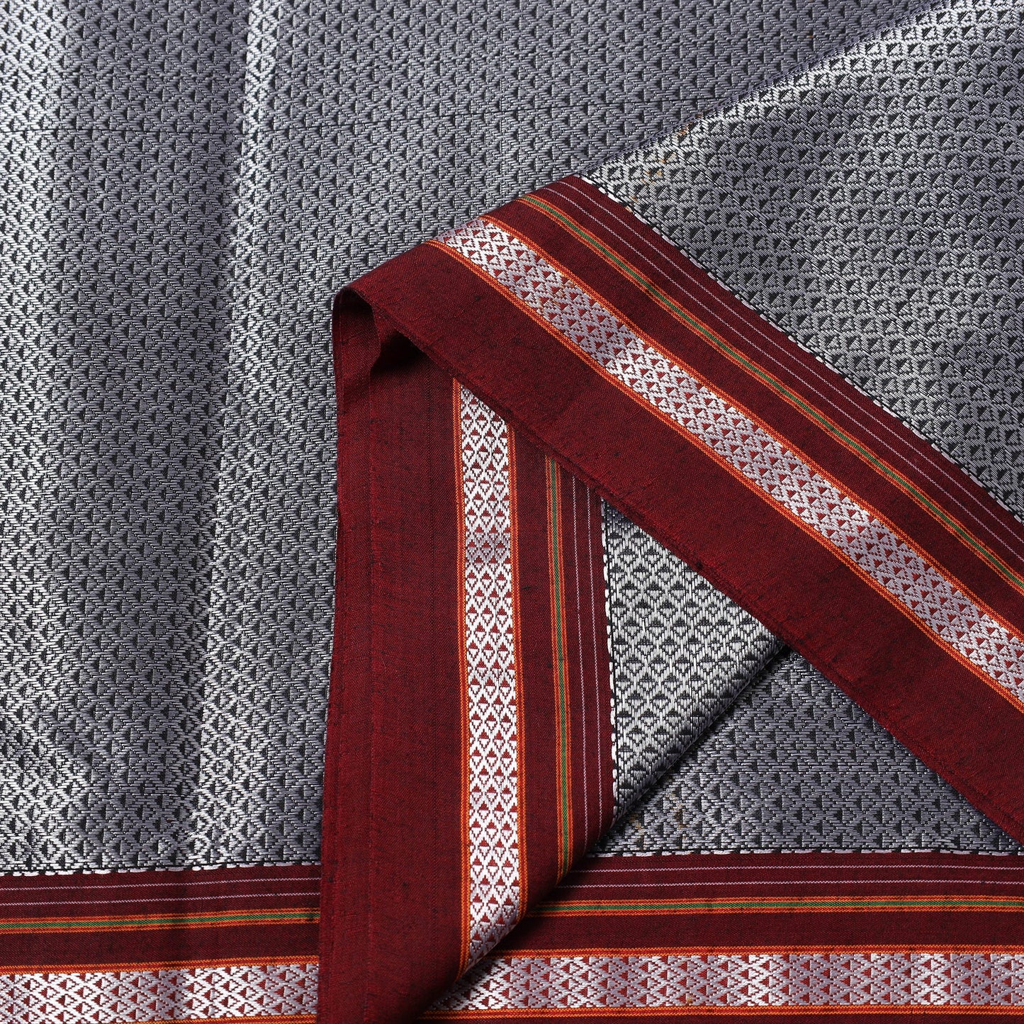 Grey Karnataka Weave Cotton Khun Fabric