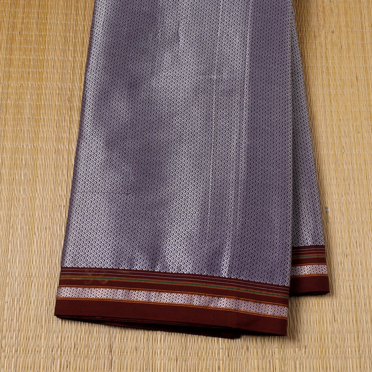 Grey - karnataka weave cotton khun fabric 10 - handcrafted