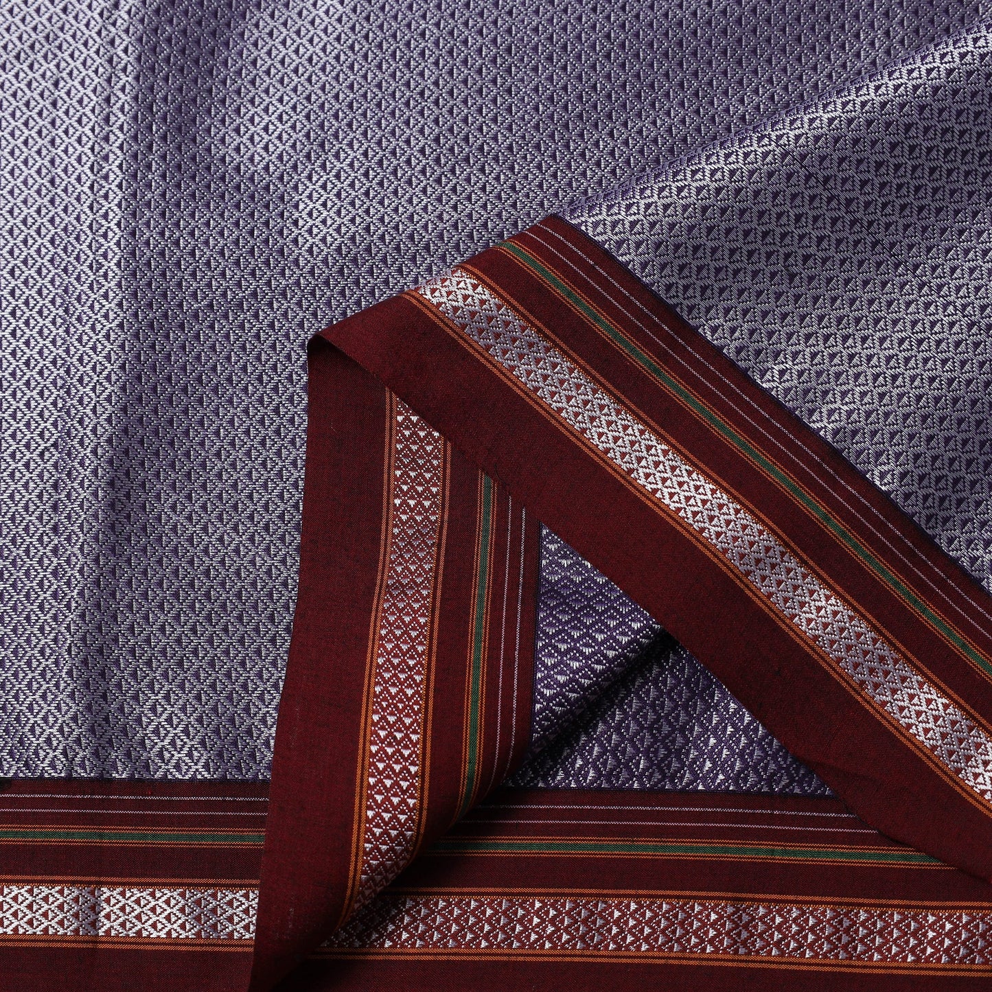 Grey - karnataka weave cotton khun fabric 10 - handcrafted