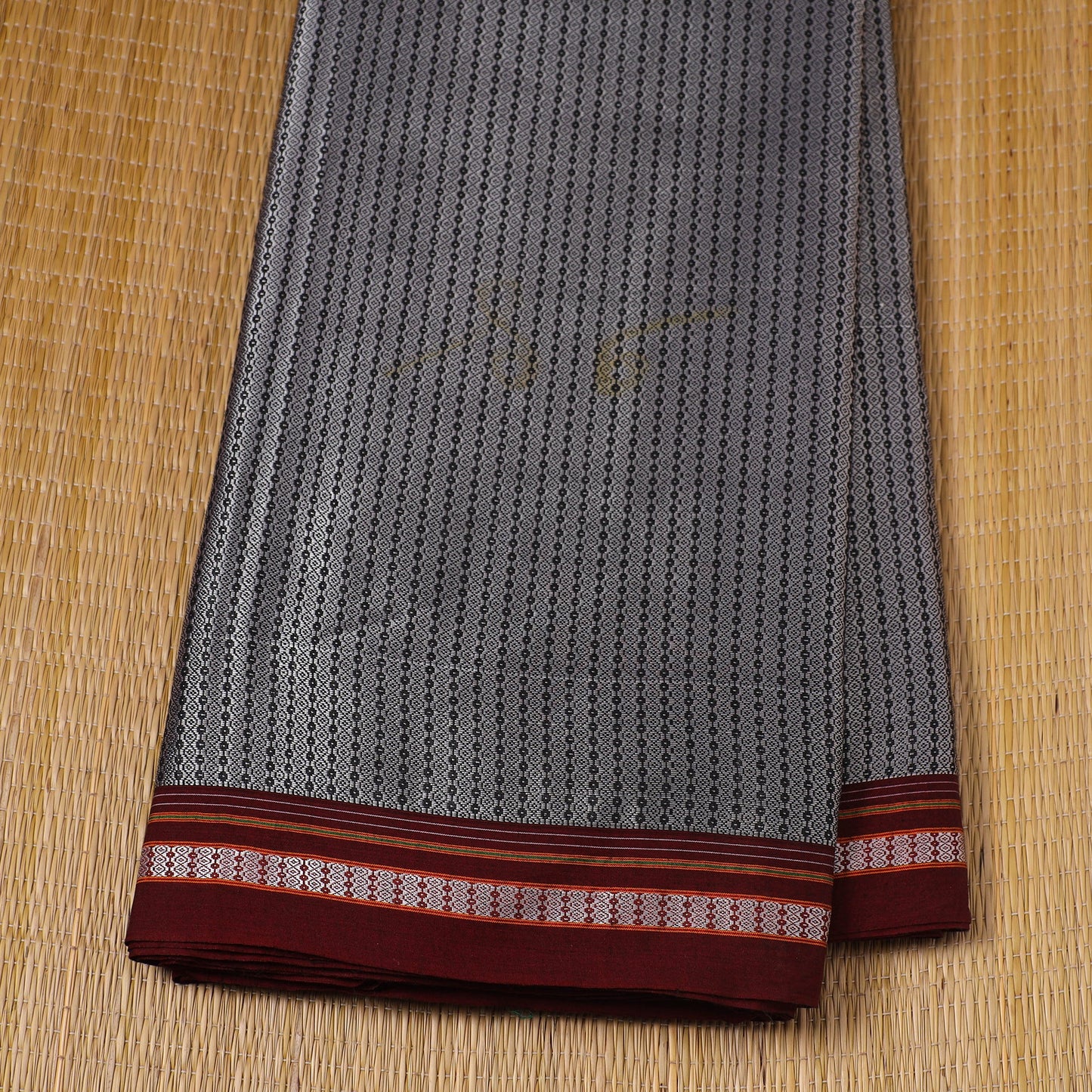 Buy Grey Karnataka Weave Cotton Khun Fabric