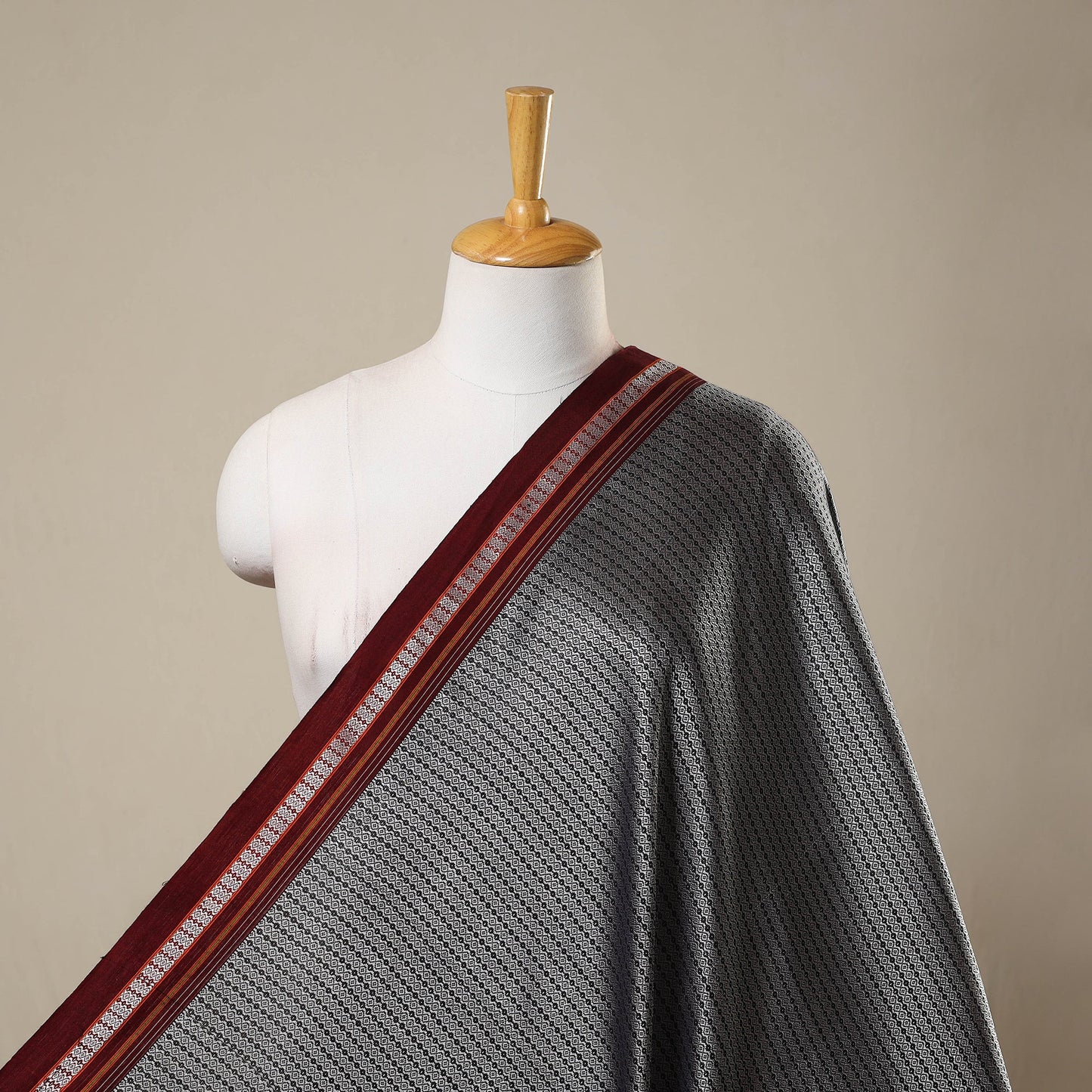 Buy Grey Karnataka Weave Cotton Khun Fabric