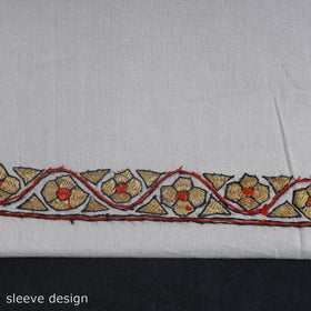  Grey Kashida Hand Embroidery Cotton Kurta Material