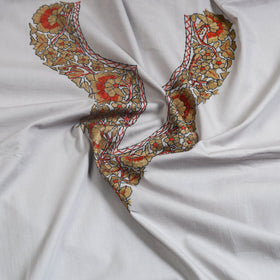  Grey Kashida Hand Embroidery Cotton Kurta Material