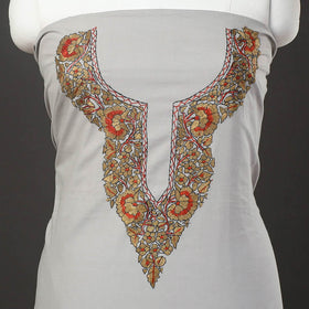  Grey Kashida Hand Embroidery Cotton Kurta Material