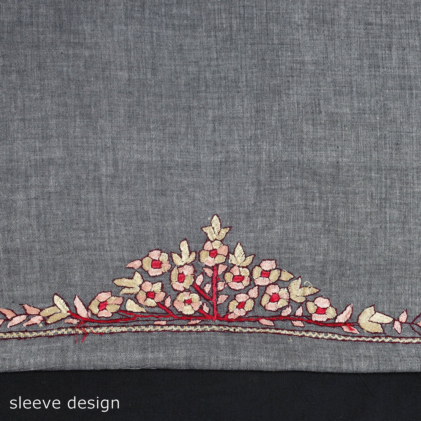 Grey - kashida hand embroidery cotton unstitched kurta