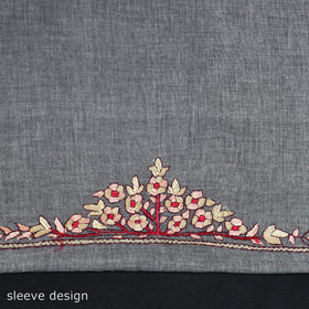 Grey - kashida hand embroidery cotton unstitched kurta