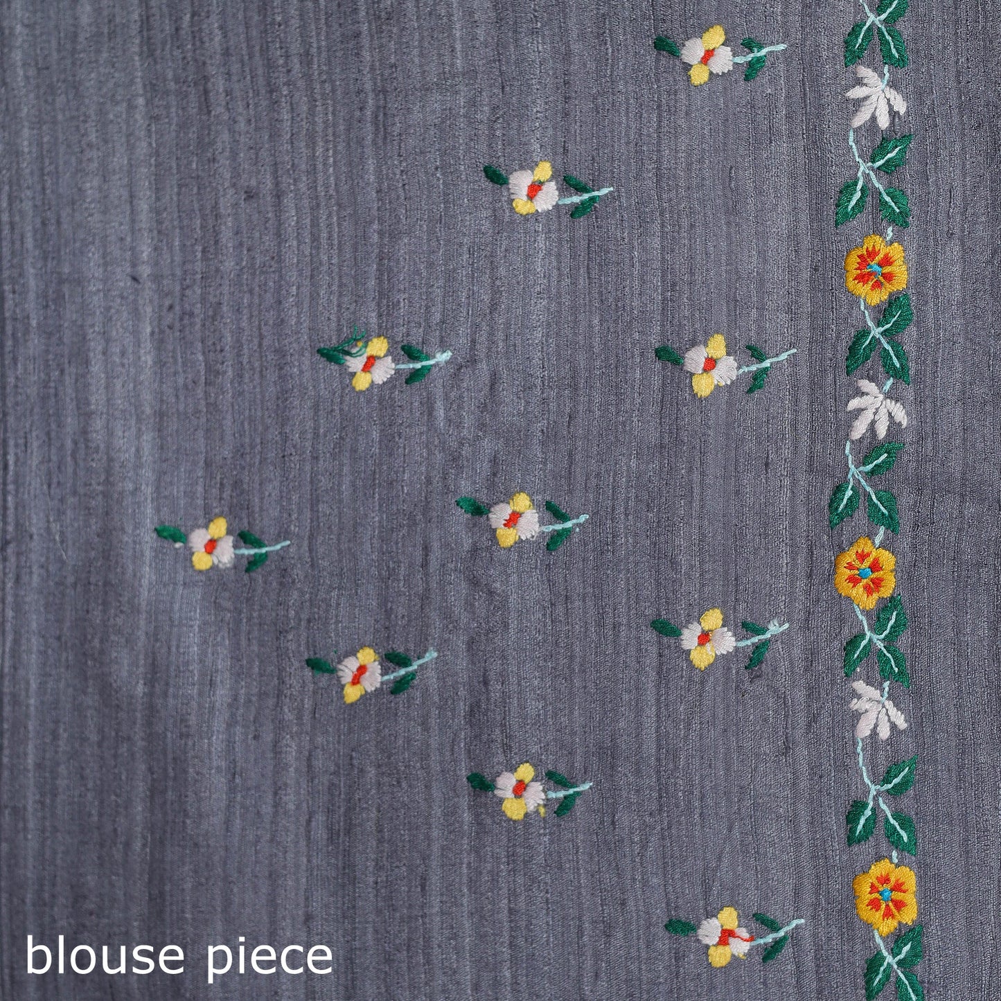 Grey - kashidakari hand embroidery ghicha tussar silk saree