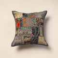 Buy Grey Khambadiya Patchwork Cotton Cushion Cover