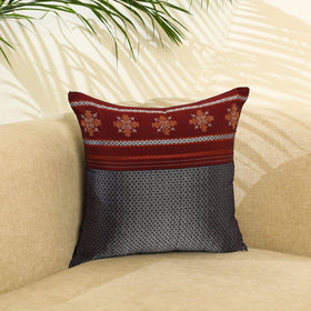 Grey Khun Cotton Gavanti Kasuti Hand Embroidery Cushion Cover