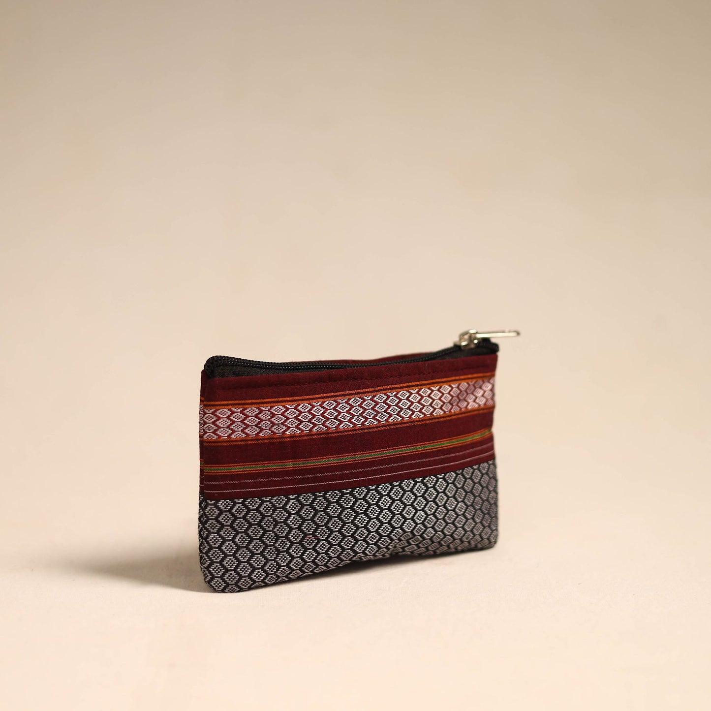  Grey Khun Fabric Quilted Coin Pouch