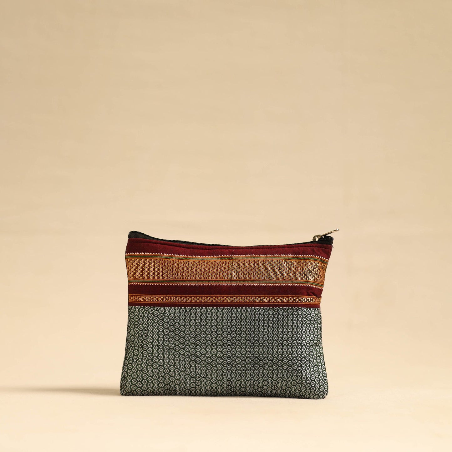  Grey Khun Fabric Quilted Cotton Utility Pouch