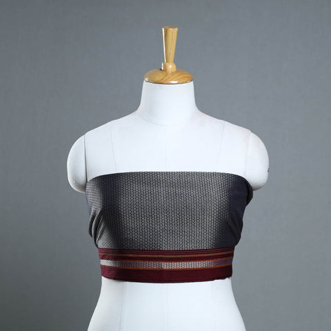 Grey - khun weave cotton blouse piece 87 - handcrafted