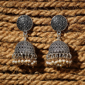 Grey - kiara handcrafted gs beaded jhumki earrings