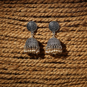 Grey - kiara handcrafted gs beaded jhumki earrings