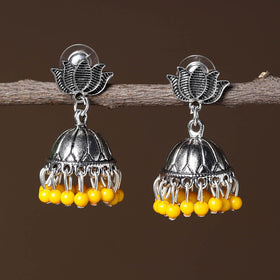 Kiara Handmade Oxidised Silver Jhumki Bead work Earrings