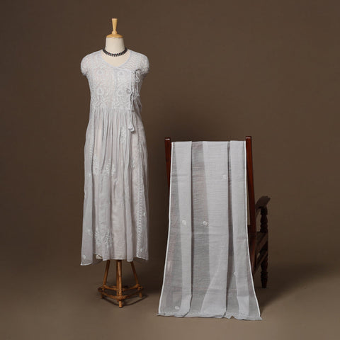 Kota doria chanderi semi stitched chikankari hand