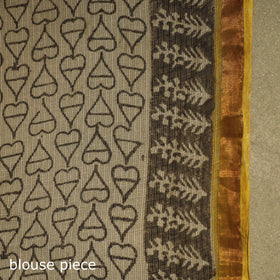 Grey - kota doria cotton bagru saree 22 - handcrafted