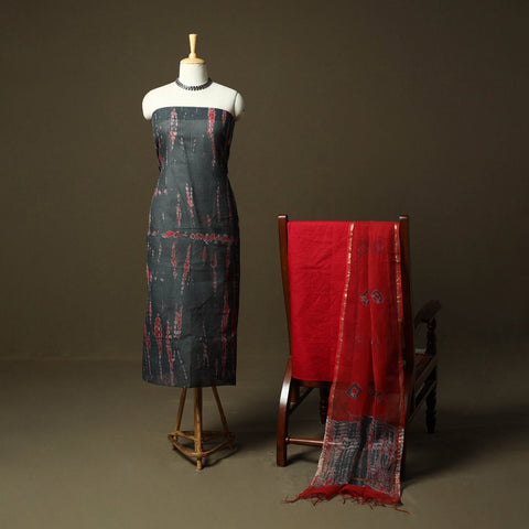 Kota doria cotton shibori tie-dye 3pc unstitched dress