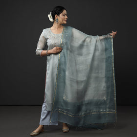 Buy Kota Doria Pure Silk Kurta with Palazzo & Dupatta Set Online at iTokri.com