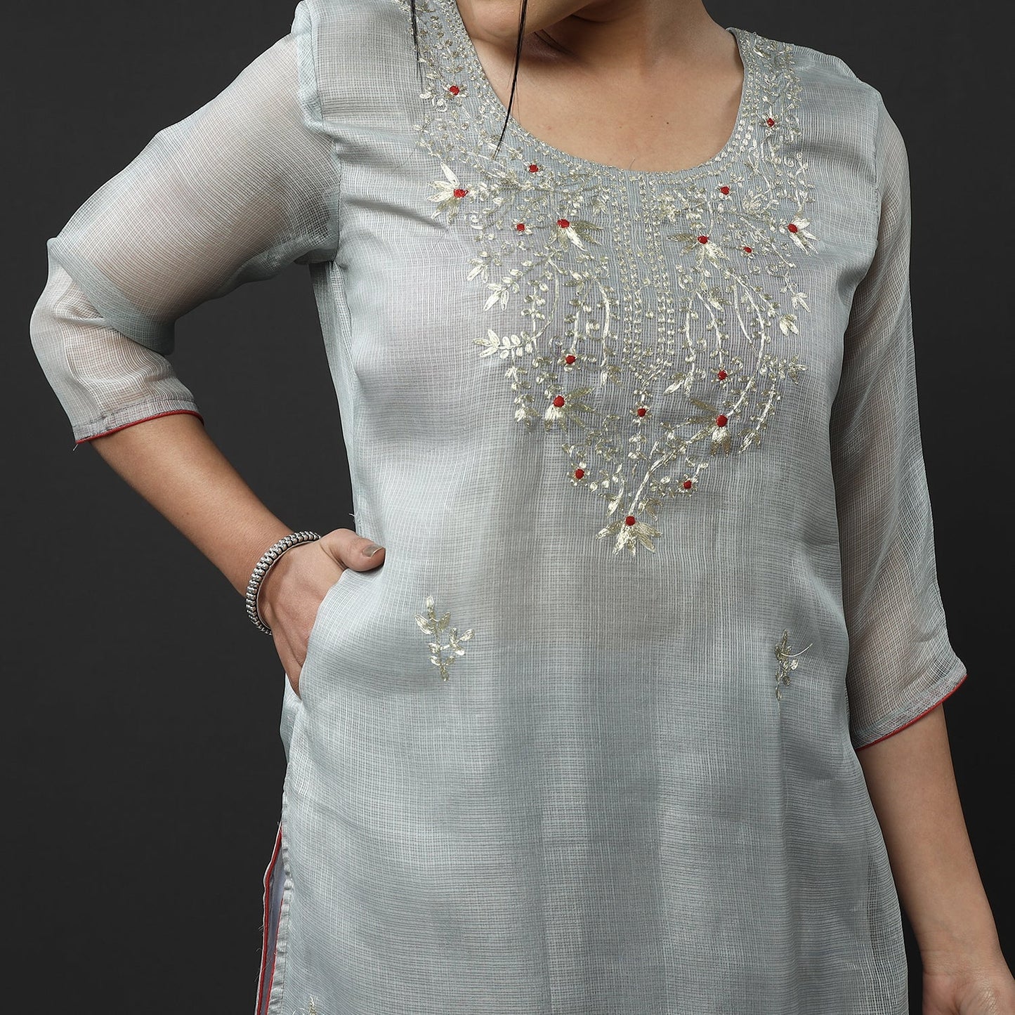 Buy Kota Doria Pure Silk Kurta with Palazzo & Dupatta Set Online at iTokri.com