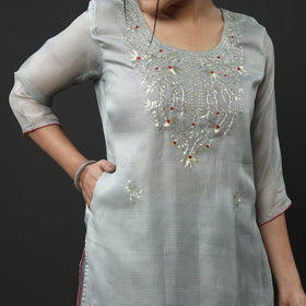 Buy Kota Doria Pure Silk Kurta with Palazzo & Dupatta Set Online at iTokri.com