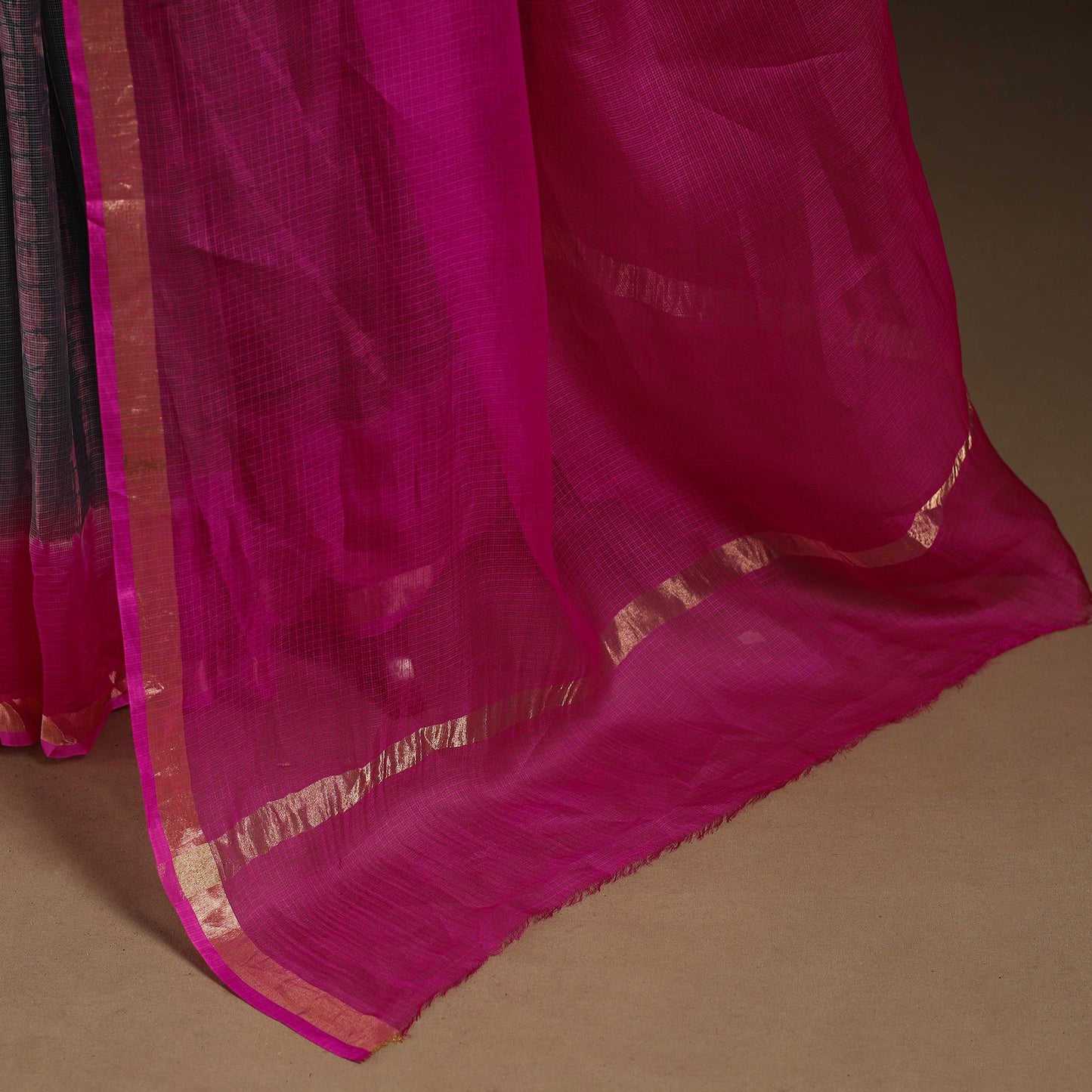 Grey - kota doria silk tie-dye shibori saree 08