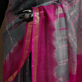 Grey - kota doria silk tie-dye shibori saree 08