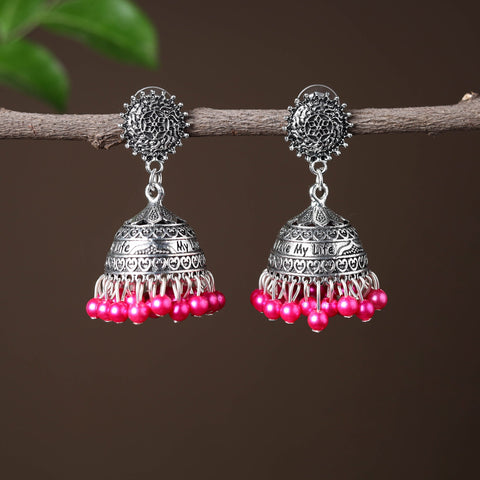 Grey - kriti handcrafted gs beadwork jhumki earrings