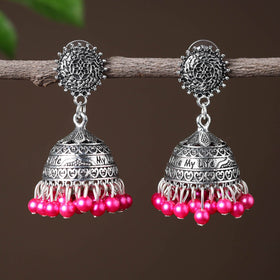 Grey - kriti handcrafted gs beadwork jhumki earrings