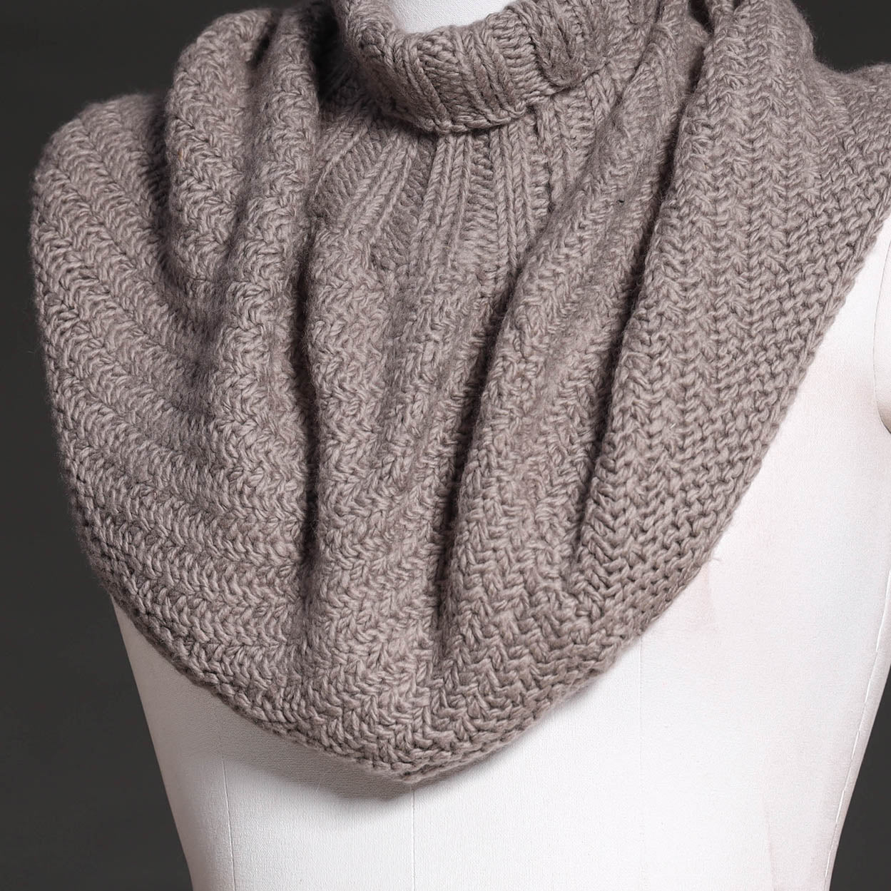  Grey Kullu Karishma Handwoven Merino Wool Neck Warmer