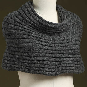 Grey - kumaun hand knitted woollen cowl 53 - handcrafted