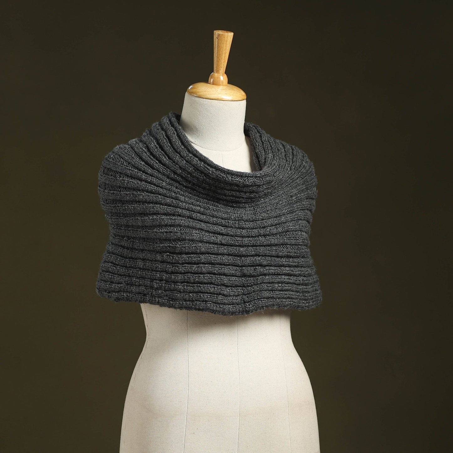Grey - kumaun hand knitted woollen cowl 53 - handcrafted