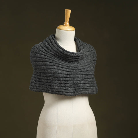 Grey - kumaun hand knitted woollen cowl 53 - handcrafted
