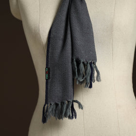 Grey - kumaun handwoven merino wool scarf 131 - handcrafted