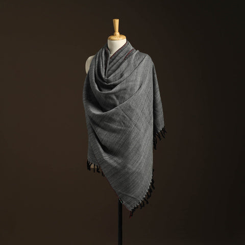 Grey - kumaun handwoven merino wool shawl for women 34