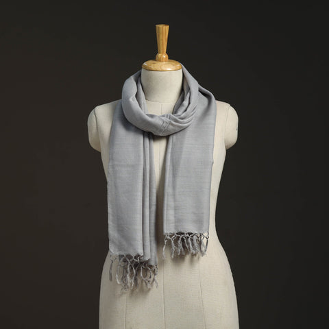 Grey - kumaun handwoven merino wool x cotton stole 97