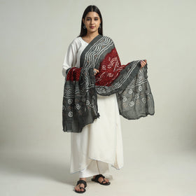  Grey Kutch Bandhani Tie-Dye Cotton Dupatta