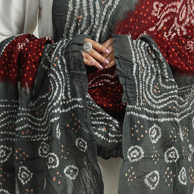  Grey Kutch Bandhani Tie-Dye Cotton Dupatta