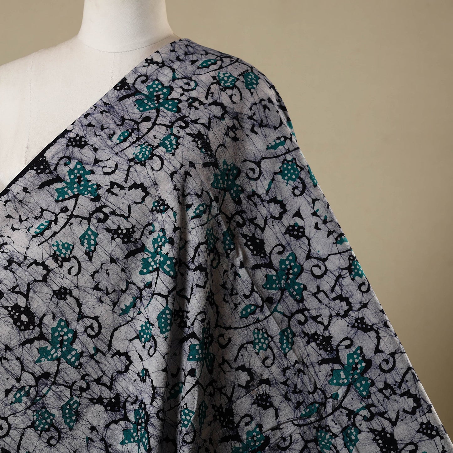 Grey - kutch batik cotton fabric 06 - handcrafted