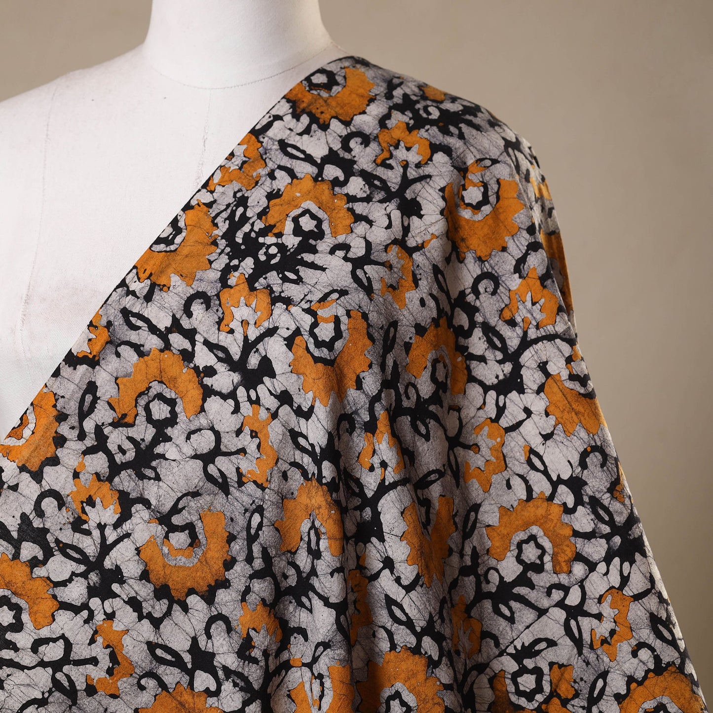 Grey - kutch batik cotton fabric 23 - handcrafted