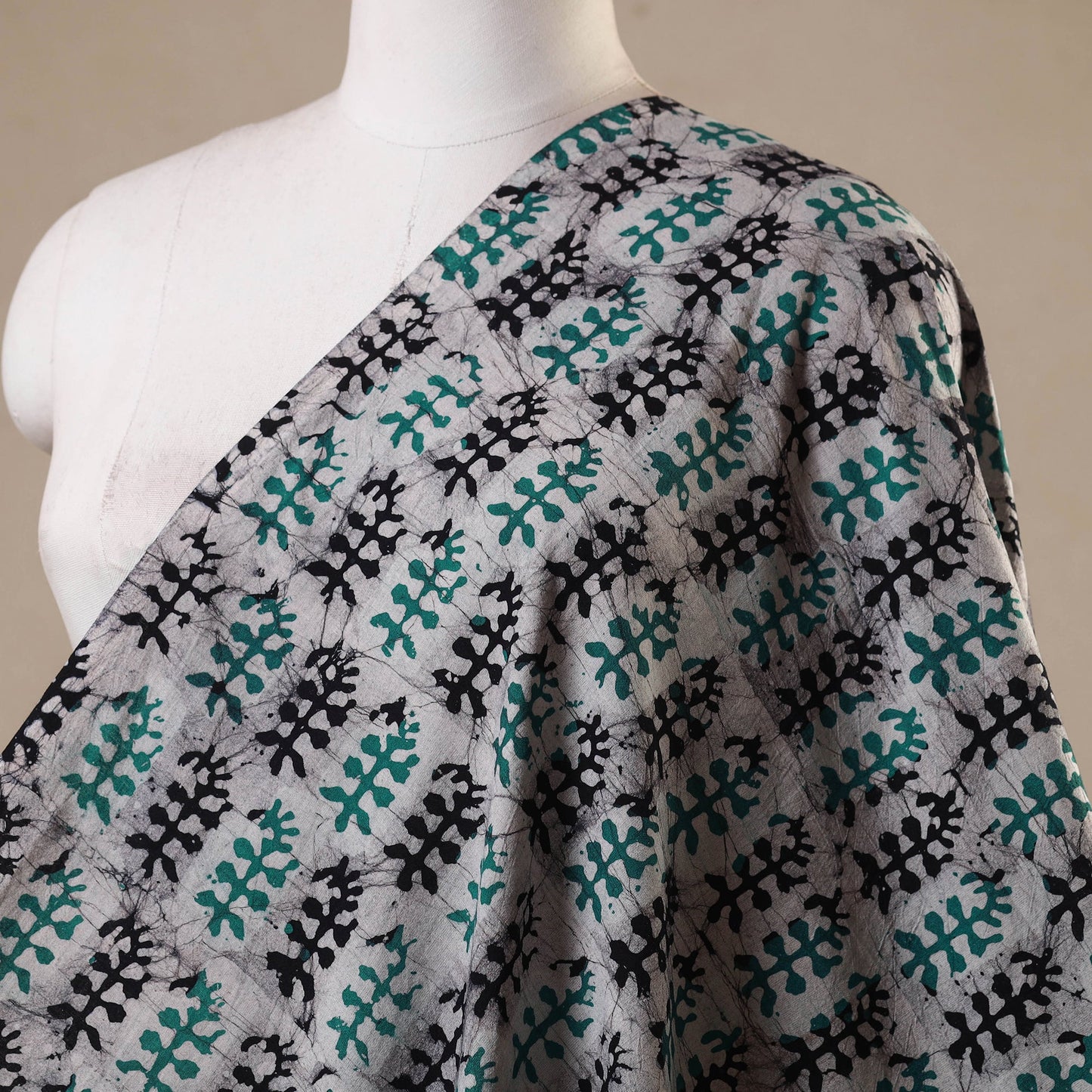 Grey - kutch batik cotton fabric 33 - handcrafted