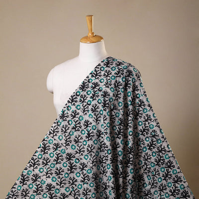 Grey - kutch batik cotton fabric 58 - handcrafted