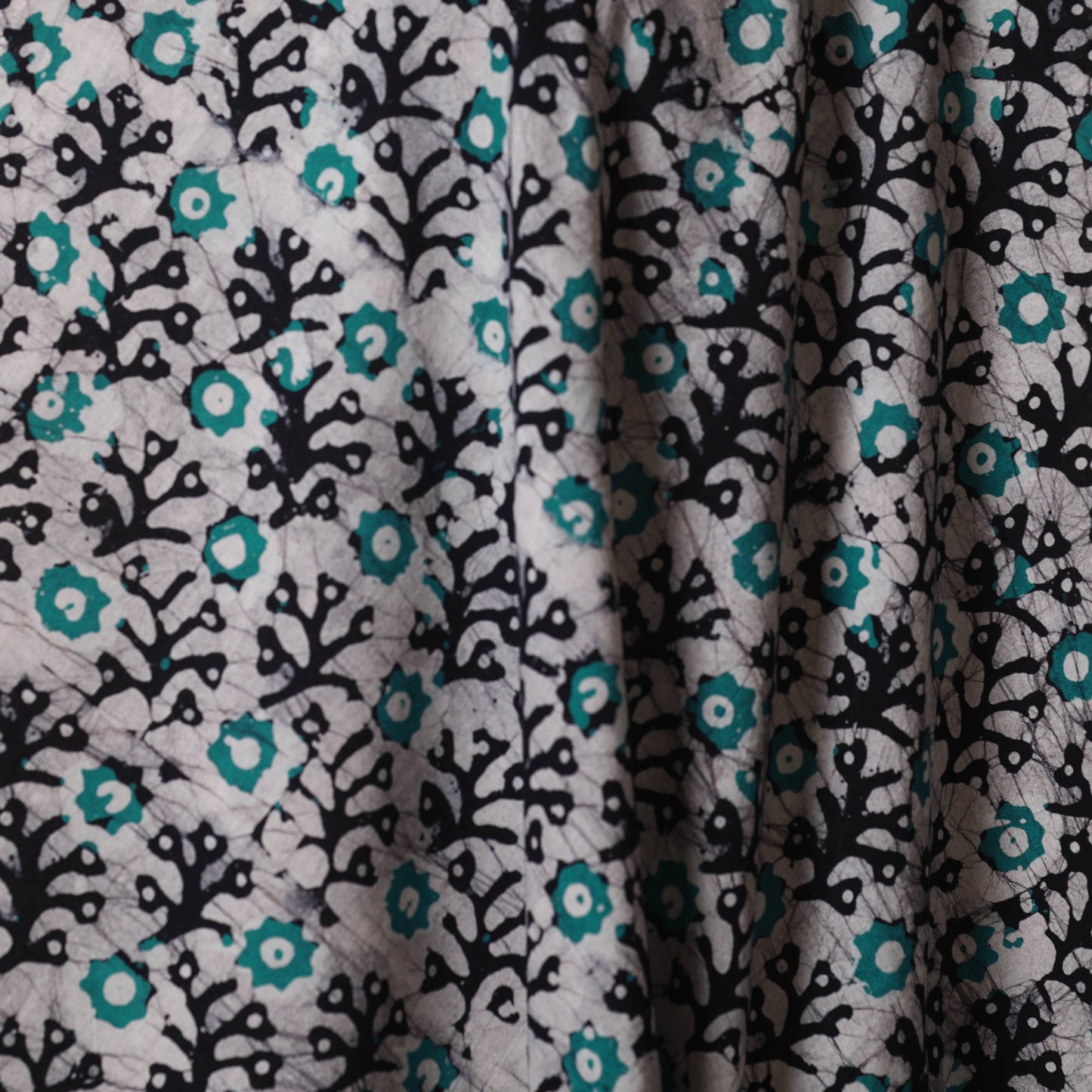 Grey - kutch batik cotton fabric 58 - handcrafted
